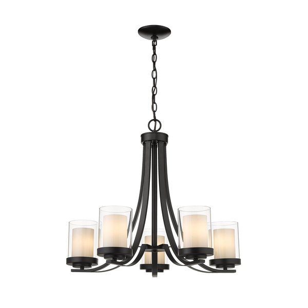 Z-Lite Willow 5 Light Chandelier, Matte Black, Inner White & Outer Clear 426-5-MB